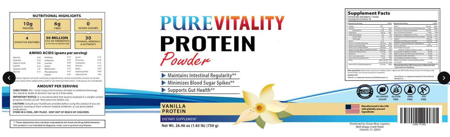 PURE Vanilla Protein Label